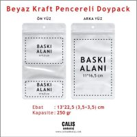 13x22,5 cm Beyaz Kraft Pencereli Doypack
