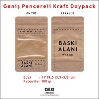 11x18,5 cm Geniş Pencereli Kraft Doypack