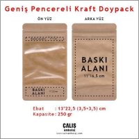 13x22,5 cm Geniş Pencereli Kraft Doypack