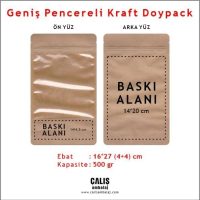 16x27 cm Geniş Pencereli Kraft Doypack