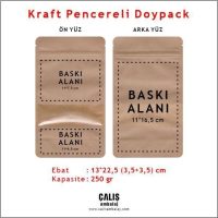 13x22,5 cm Kraft Pencereli Doypack