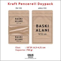 18x29 cm Kraft Pencereli Doypack
