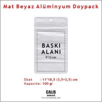 11x18,5 cm Mat Beyaz Alüminyum Doypack