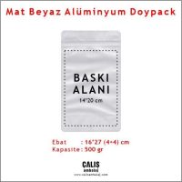 16x27 cm Mat Beyaz Alüminyum Doypack