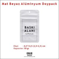 8,5x14,5 cm Mat Beyaz Alüminyum Doypack