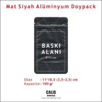 11x18,5 cm Mat Siyah Alüminyum Doypack