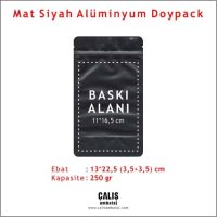 13x22,5 cm Mat Siyah Alüminyum Doypack