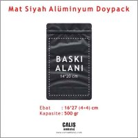 16x27 cm Mat Siyah Alüminyum Doypack