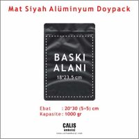 20x30 cm Mat Siyah Alüminyum Doypack