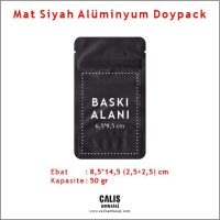 8,5x14,5 cm Mat Siyah Alüminyum Doypack