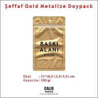 11x18,5 cm Şeffaf Gold Metalize Doypack