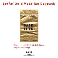 13x22,5 cm Şeffaf Gold Metalize Doypack