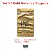 16x27 cm Şeffaf Gold Metalize Doypack