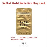 8,5x14,5 cm Şeffaf Gold Metalize Doypack