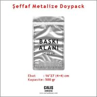 16x27 cm Şeffaf Metalize Doypack