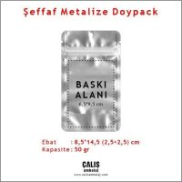 8,5x14,5 cm Şeffaf Metalize Doypack