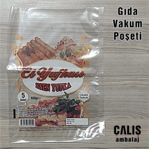 ESEN YUFKA baskılı gıda vakum poşeti. 6 Renk tek yüz baskılı.