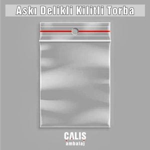 Yuvarlak askı delikli baskısız şeffaf kilitli torba örneği.
