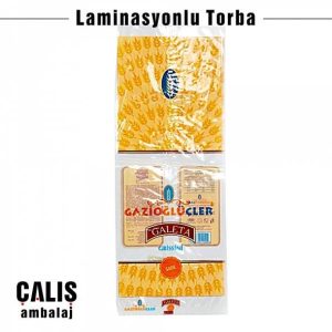 GAZİOĞLUÜÇLER baskılı laminasyonlu galeta torbası. Çift taraf 6 renk baskılı.