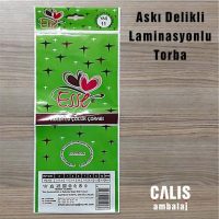 Esse KÜLOTLU ÇOCUK ÇORABI firma baskılı askı delikli laminasyonlu poşet. Torbada beyaz üzerine yeşil, kırmızı ve bordo 3 renk baskı mevcut.