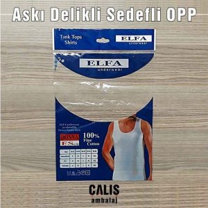 Fotoğraf baskılı 'ELFA underwear' firması için üretilen askı delikli sedefli OPP poşet.
