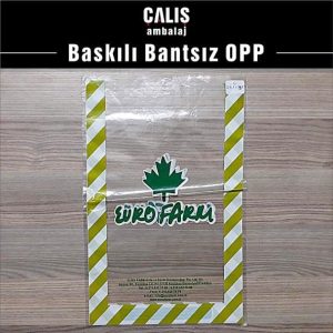 EUROFARM baskılı bantsız OPP torba. Şeffaf ambalaj üzerinde 3 renk baskı mevcut.