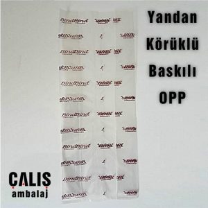 'Bind' firma baskılı şeffaf yandan körüklü OPP torba.