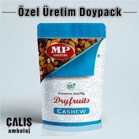 Kuruyemiş doypack ambalaj, MP Kasturi, özel üretim, gıda ambalajı, mavi beyaz tasarım.