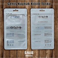 Bir tarafı buzlu diğer tarafı beyaz askı delikli kilitli ve geniş kaynaklı kilitli torba.