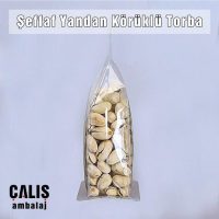 Özel kesim şeffaf yandan körüklü OPP torbanın içinde kuruyemiş var.