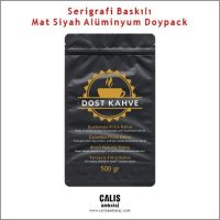 Serigrafi baskılı mat siyah alüminyum doypack