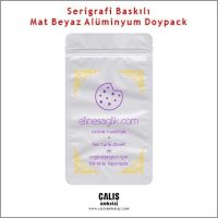 Serigrafi baskılı mat beyaz alüminyum doypack