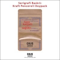 Serigrafi baskılı kraft pencereli doypack